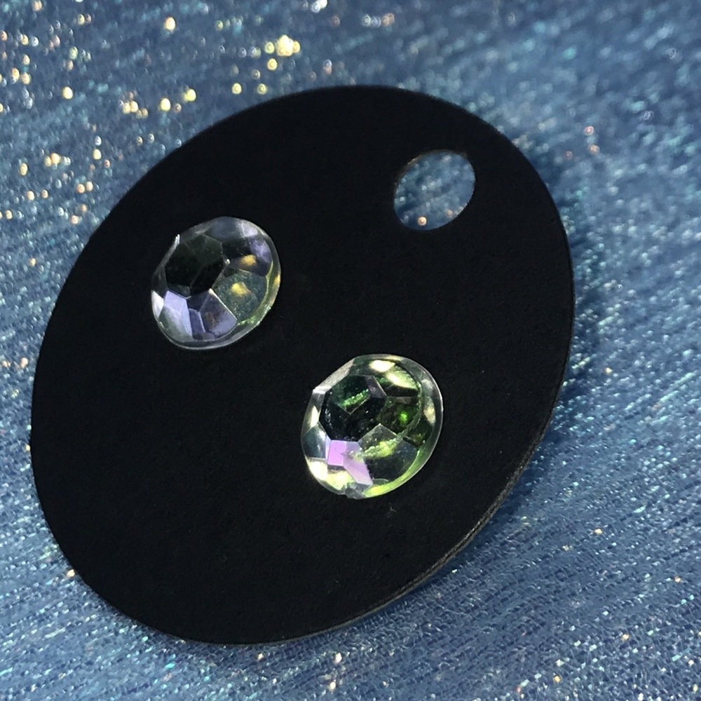 10/$10 Nickel Free Silver Tone Iridescent Faux Crystal Stud Earrings